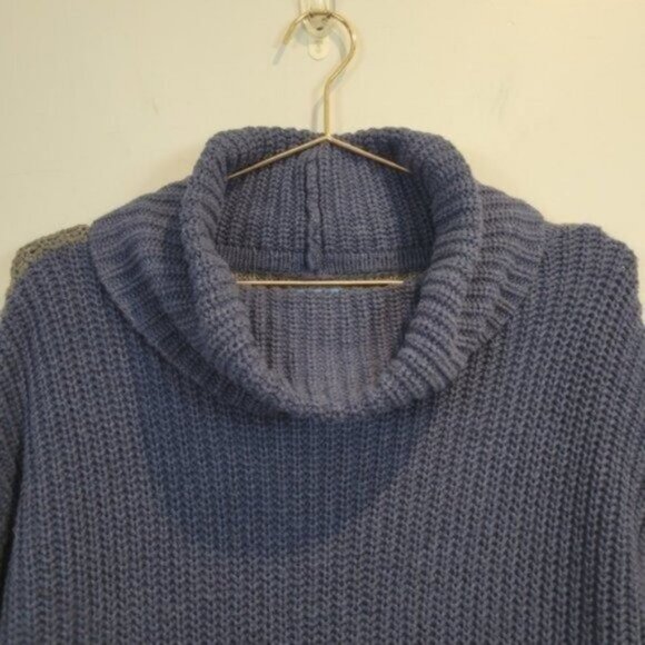 Burgess | Cotton Cashmere Blend Cowl Turtle neck Two Toned Sweater - Picture 4 of 6